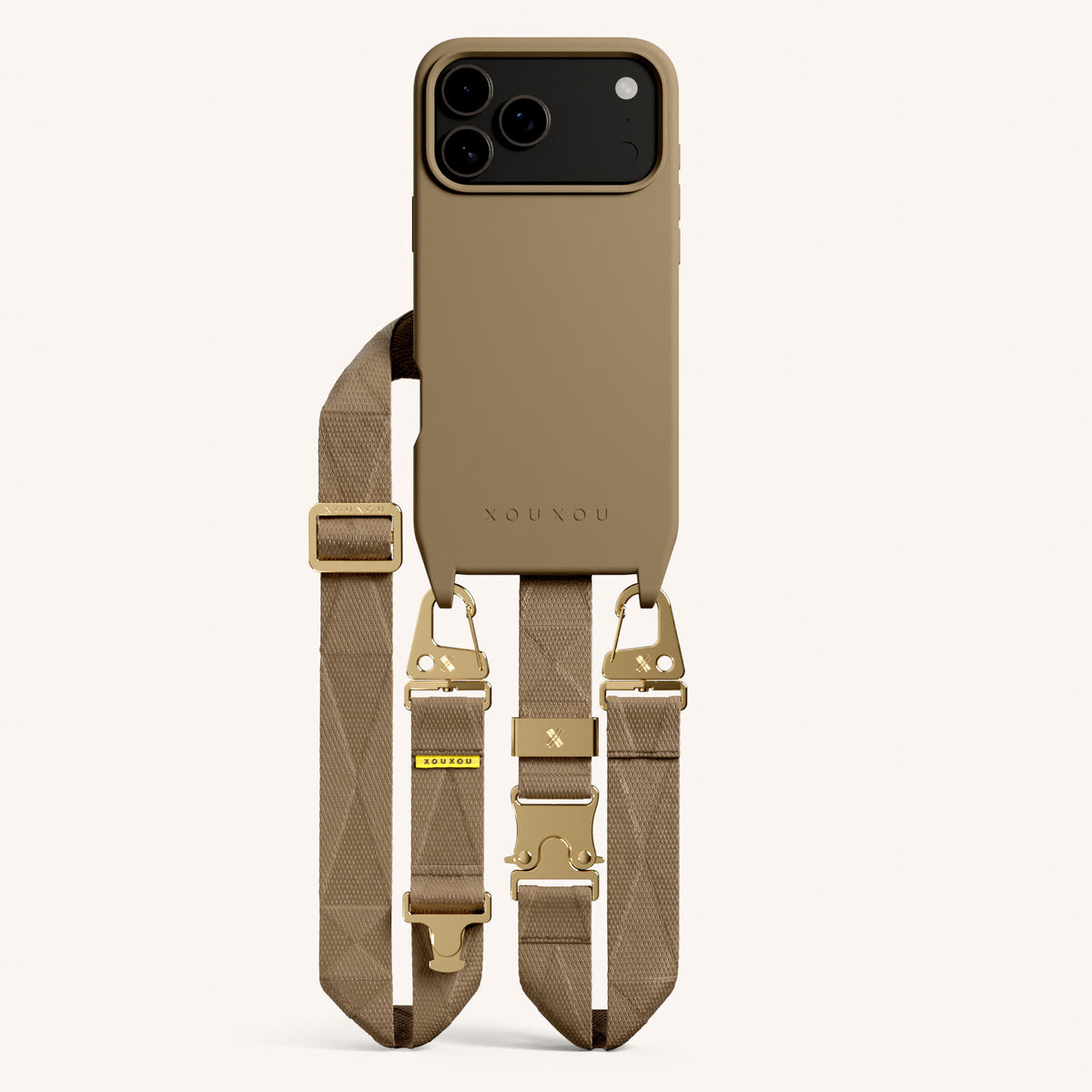 Phone Necklace with Lanyard for iPhone 17 Pro with MagSafe in Taupe Total View | XOUXOU #phone model_iphone 17 pro