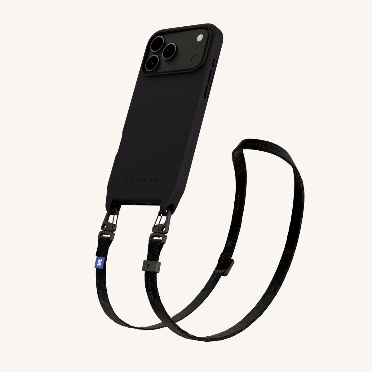 Phone Necklace with Slim Lanyard for iPhone 17 Pro with MagSafe in Black Total View | XOUXOU #phone model_iphone 17 pro
