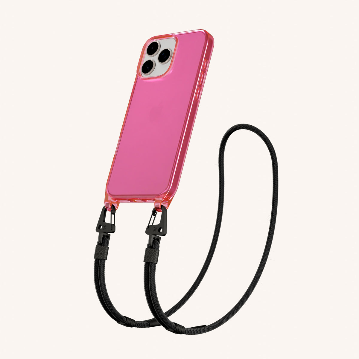 Phone Necklace with Carabiner Rope for iPhone 16 Pro without MagSafe in Cyber Total View | XOUXOU #phone model_iphone 16 pro